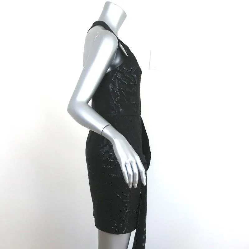 Haney Twist-Front Mini Dress Lexi Black Zebra Print Lurex Jacquard Size 6