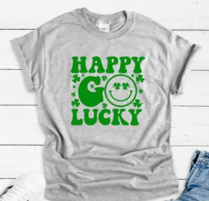 Happy Go Lucky, St. Patrick's Day, Unisex Gray Short Sleeve T-shirt
