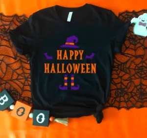 Happy Halloween Witch Black Unisex Short Sleeve T-shirt