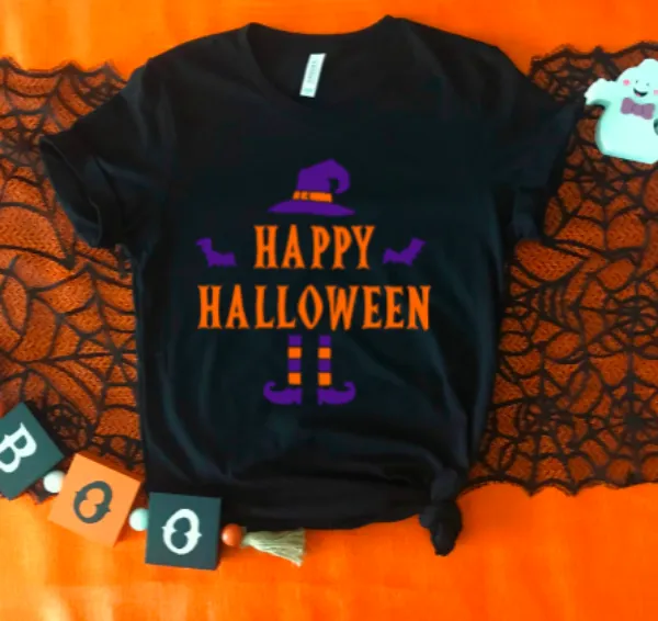 Happy Halloween Witch Black Unisex Short Sleeve T-shirt
