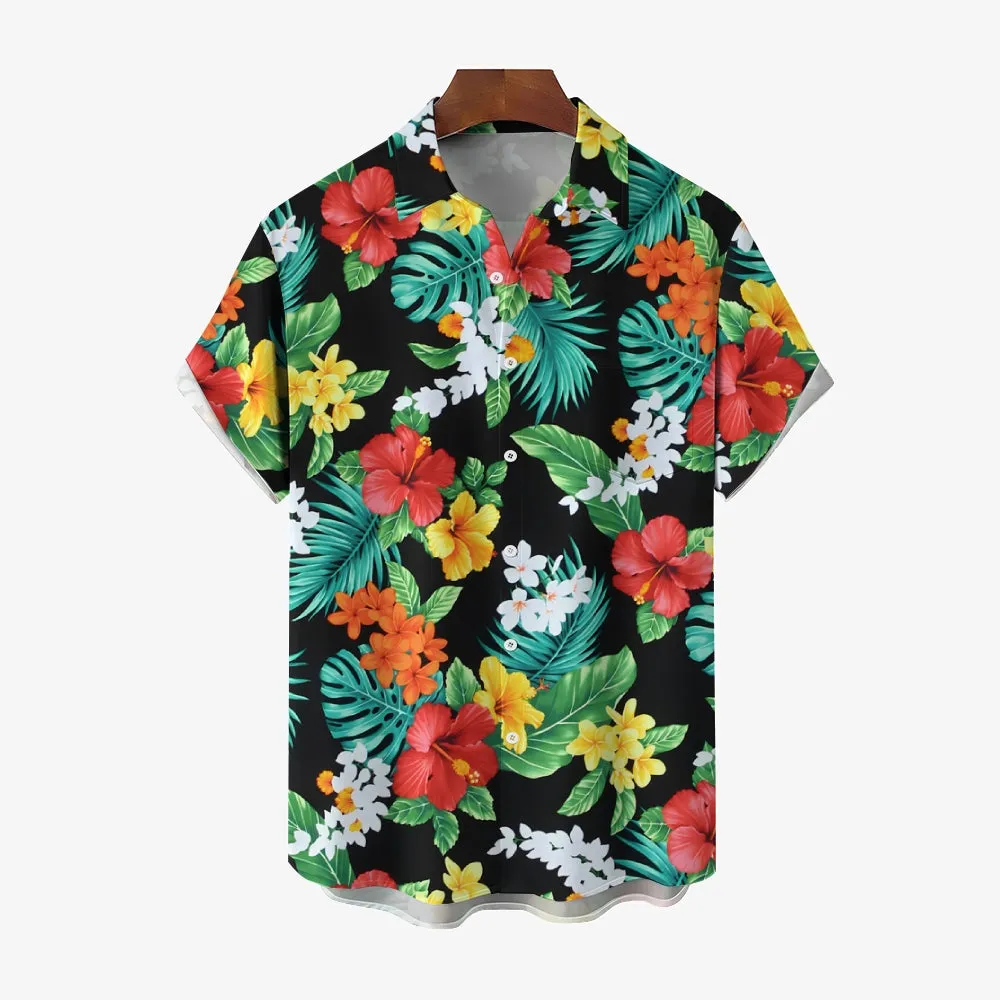 Hawaiian Floral Casual Short Sleeve Shirt 2409006122