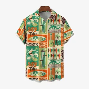Hawaiian Tiki Art Poster Casual Short Sleeve Shirt 2406000415