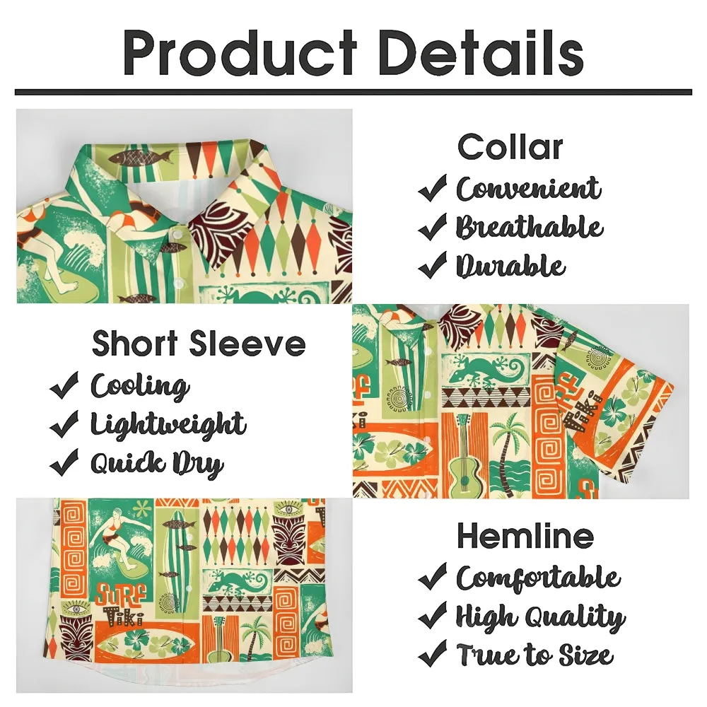 Hawaiian Tiki Art Poster Casual Short Sleeve Shirt 2406000415
