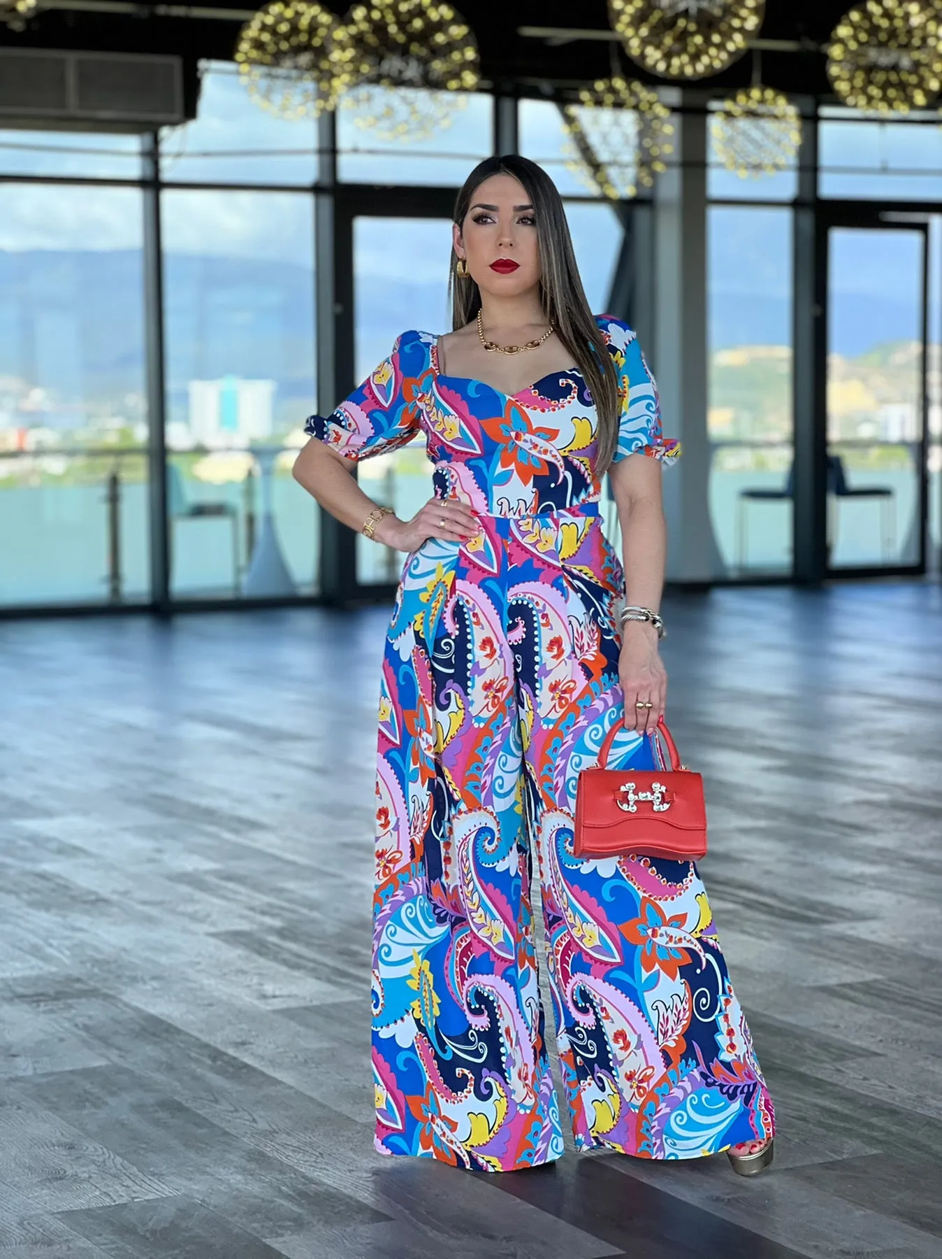 Heart Shape Blouse Print Pants