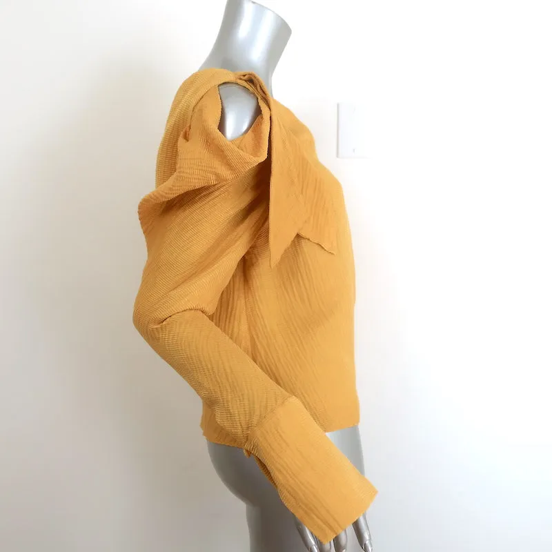 Hellessy Phacelia Asymmetric Off the Shoulder Top Marigold Linen-Silk Size 6