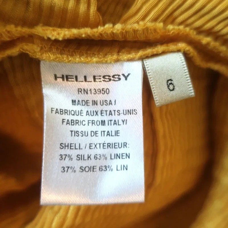Hellessy Phacelia Asymmetric Off the Shoulder Top Marigold Linen-Silk Size 6