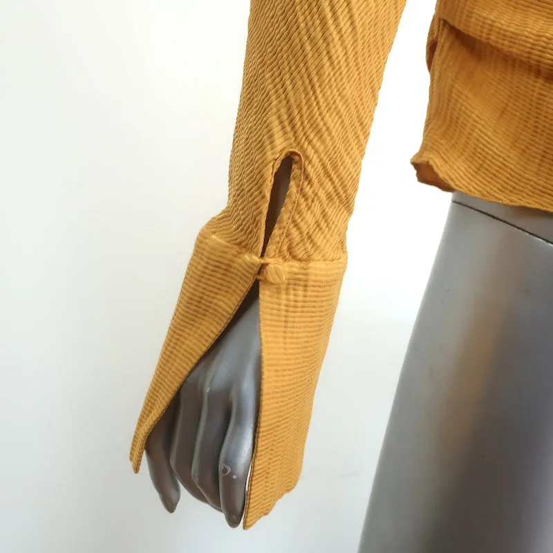 Hellessy Phacelia Asymmetric Off the Shoulder Top Marigold Linen-Silk Size 6