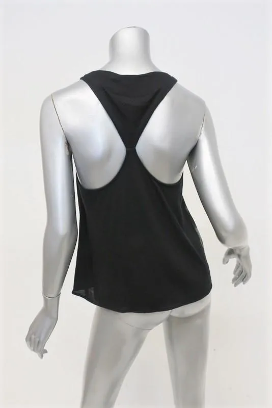 Helmut Lang X-Ray Top Black Silk & Angora Jersey Size Petite Racerback Tank