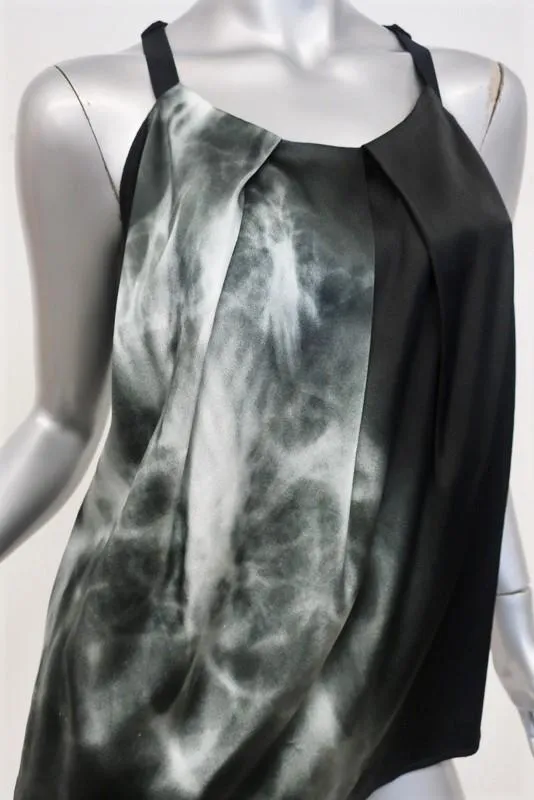 Helmut Lang X-Ray Top Black Silk & Angora Jersey Size Petite Racerback Tank