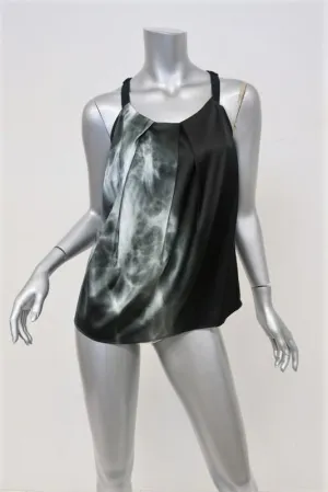 Helmut Lang X-Ray Top Black Silk & Angora Jersey Size Petite Racerback Tank