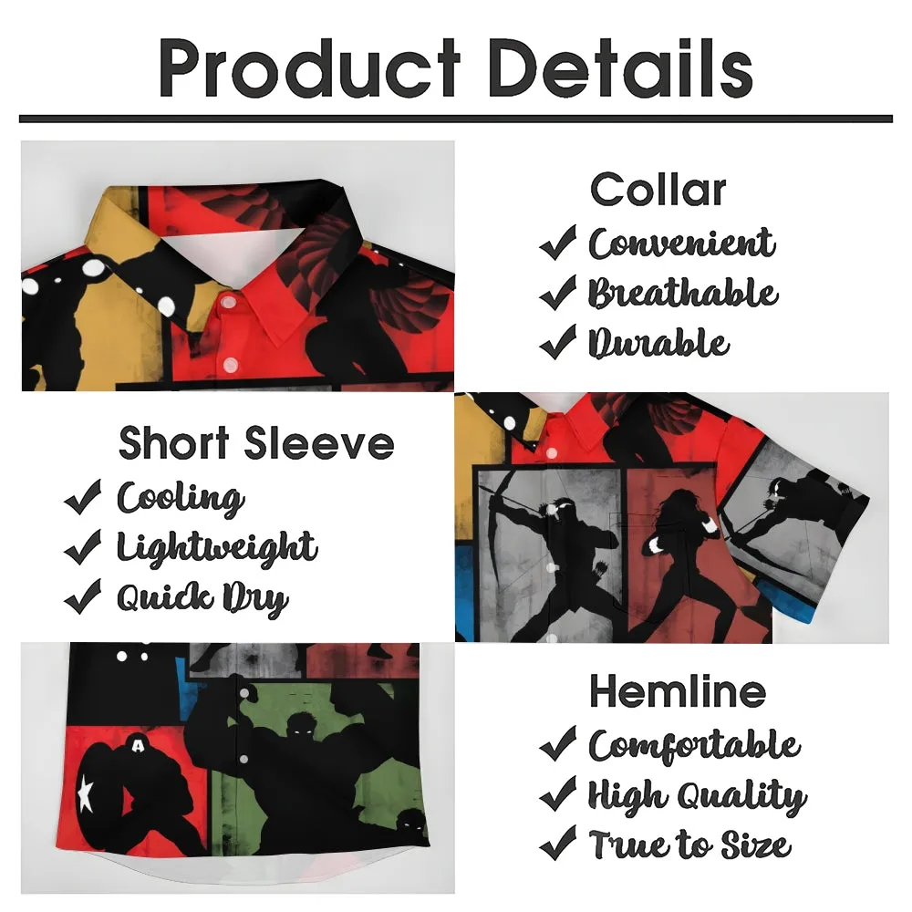 Hero Print Oversized Slub Linen Short Sleeve Shirt 2406000697
