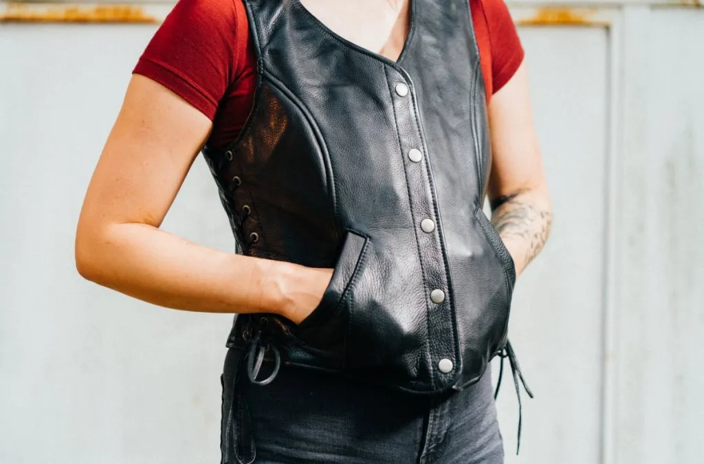 Honey Badger Women's Motorcycle Leather Vest  - Extreme Biker Leather