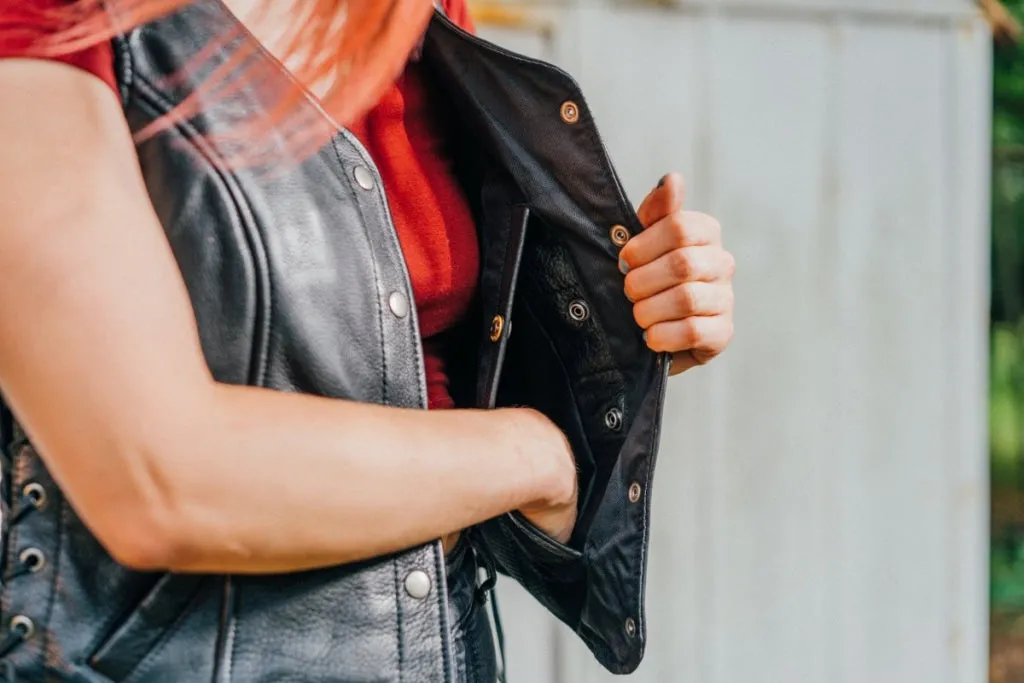 Honey Badger Women's Motorcycle Leather Vest  - Extreme Biker Leather