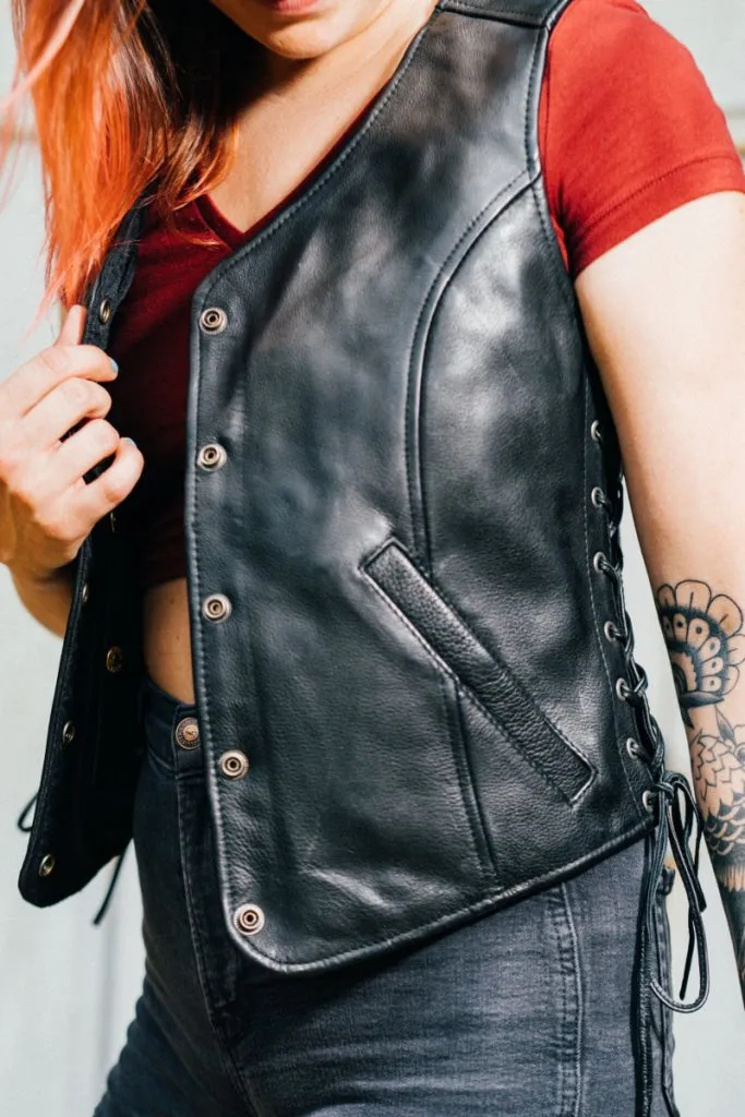 Honey Badger Women's Motorcycle Leather Vest  - Extreme Biker Leather
