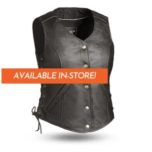 Honey Badger Women's Motorcycle Leather Vest  - Extreme Biker Leather