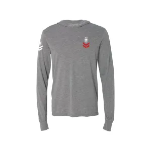 Icon Stripes Heather Grey Hooded Long Sleeve T-Shirt