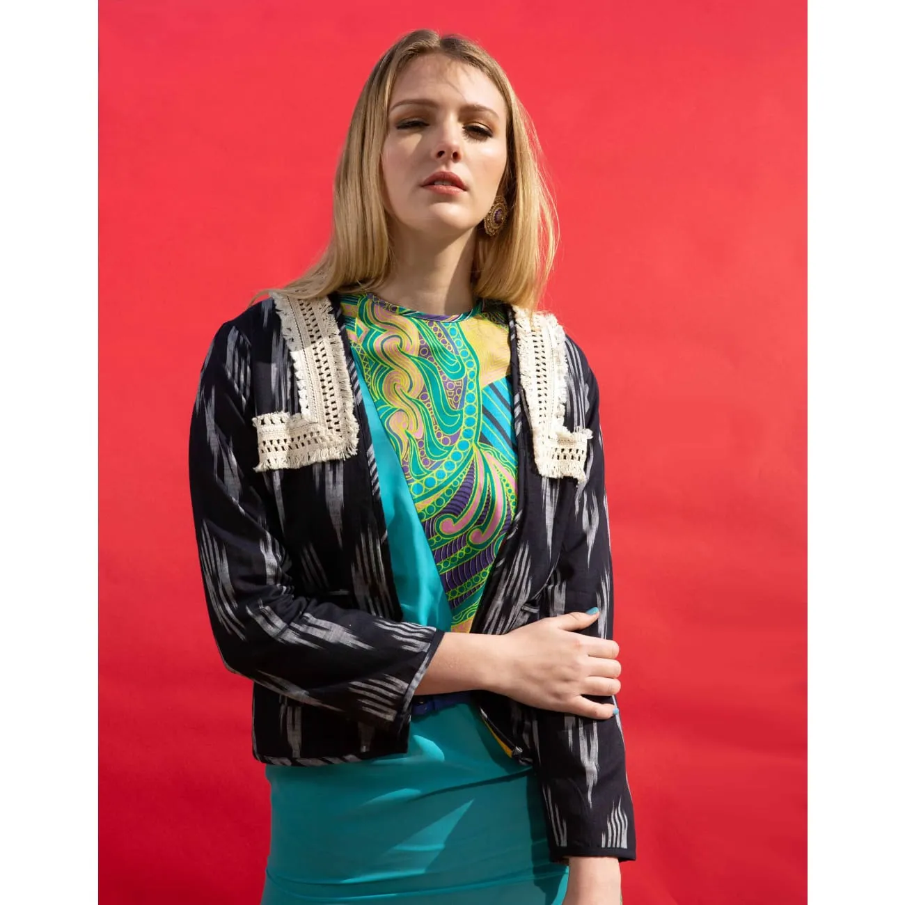 Ikat Boho Black Jacket