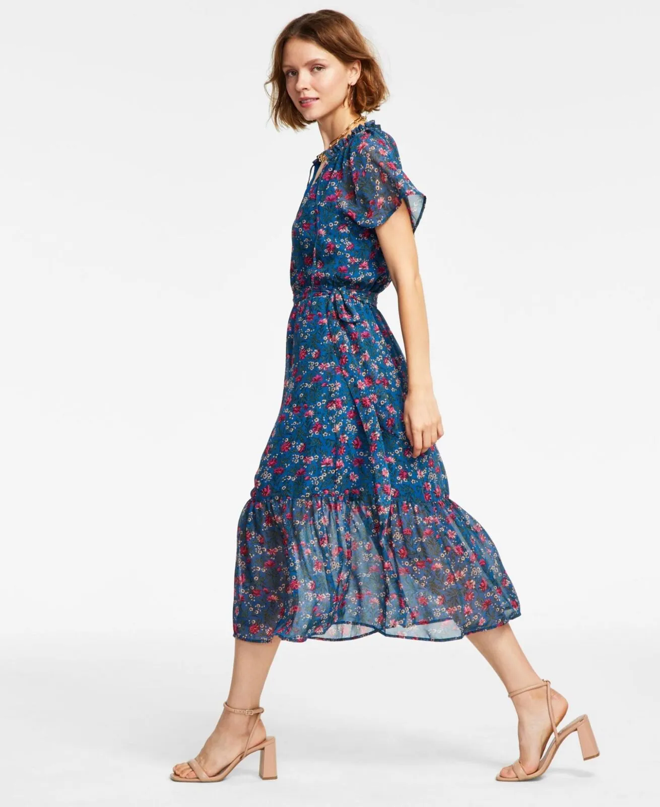 Inc International Concepts Women's Belted Flutter-Sleeve Midi Dress 10855973