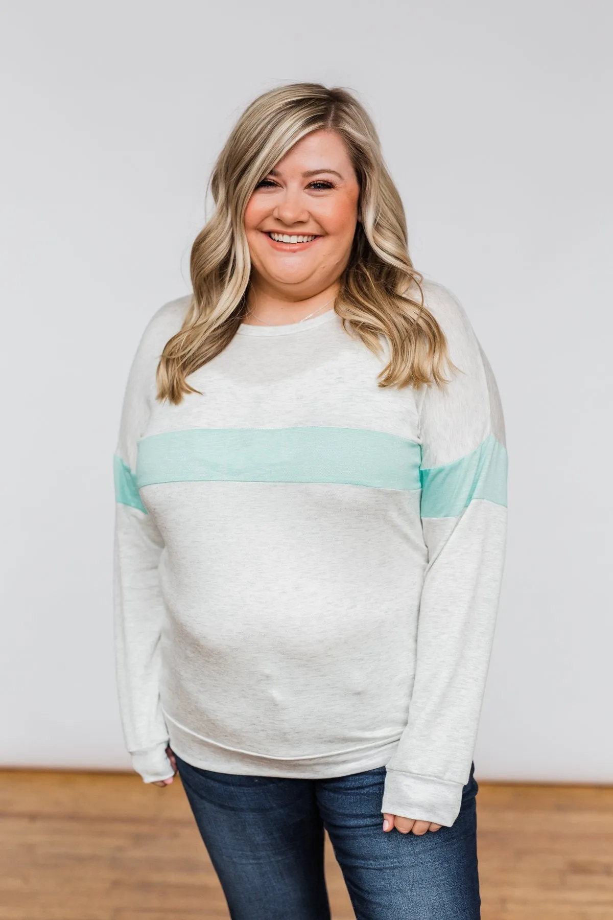 Including You & Me Long Sleeve Top- Mint