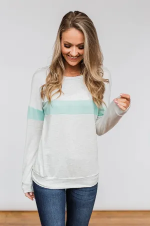 Including You & Me Long Sleeve Top- Mint