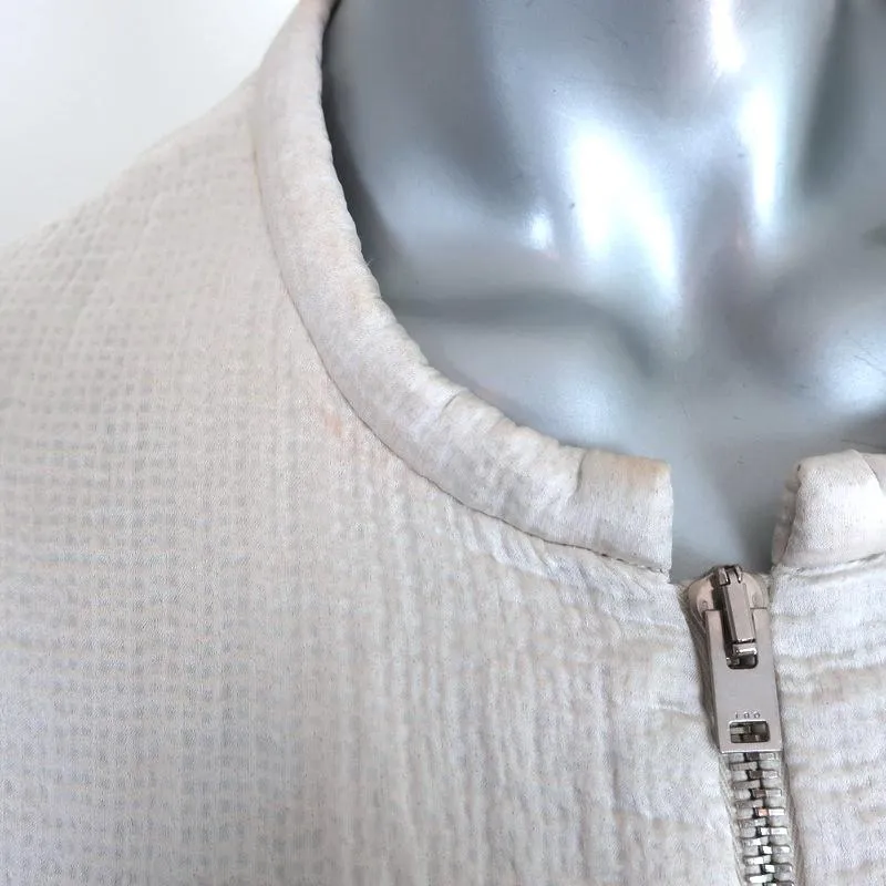 IRO Bomber Jacket Mila Ecru Hammered Satin Size 34