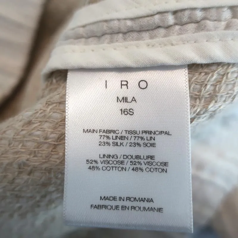 IRO Bomber Jacket Mila Ecru Hammered Satin Size 34