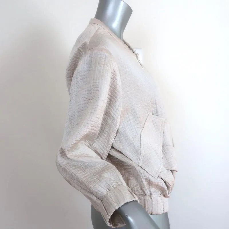IRO Bomber Jacket Mila Ecru Hammered Satin Size 34