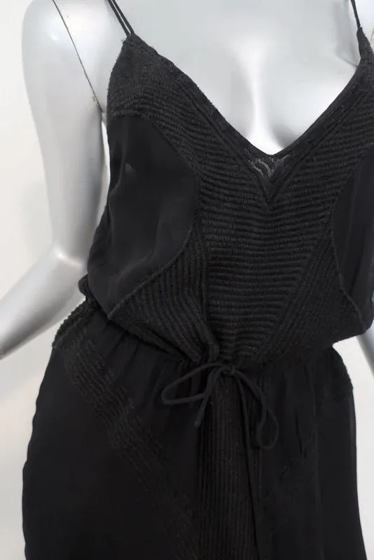IRO Dress Odyssee Black Embroidered Chiffon Size 36 Crisscross-Strap Mini NEW