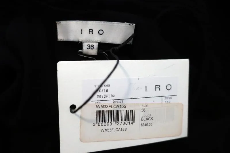 IRO Dress Odyssee Black Embroidered Chiffon Size 36 Crisscross-Strap Mini NEW