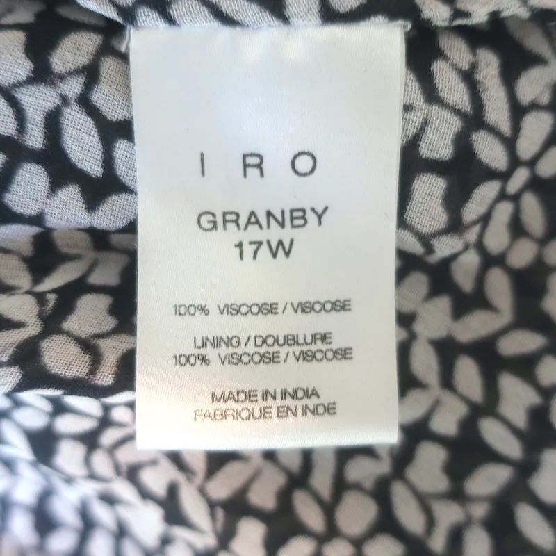 IRO Granby Ruffled Midi Dress Black/Ecru Printed Chiffon Size 36