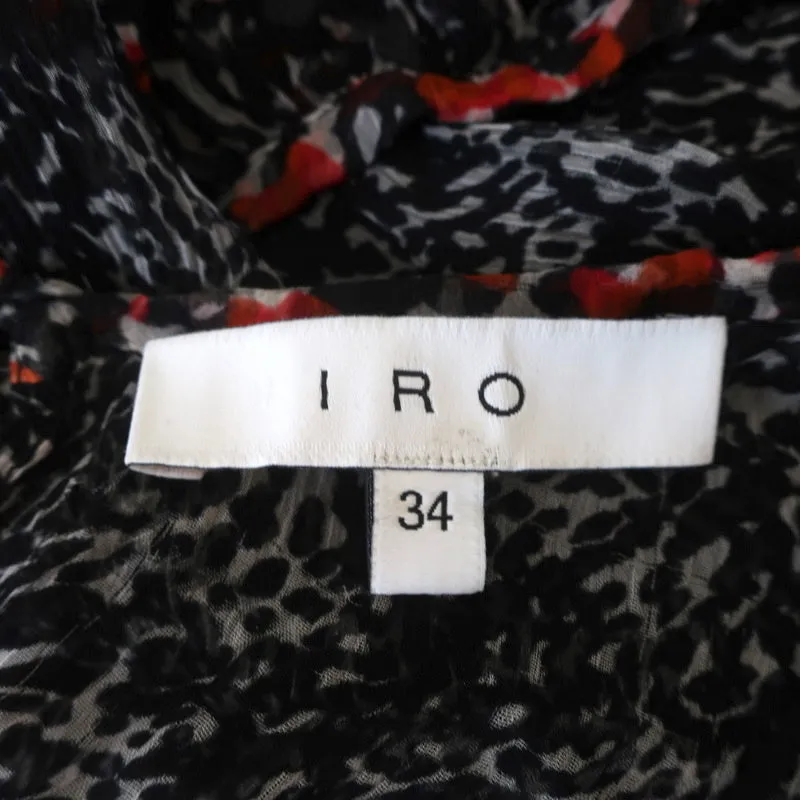 IRO Tiered Mini Dress Trillie Printed Chiffon Size 34 Long Sleeve