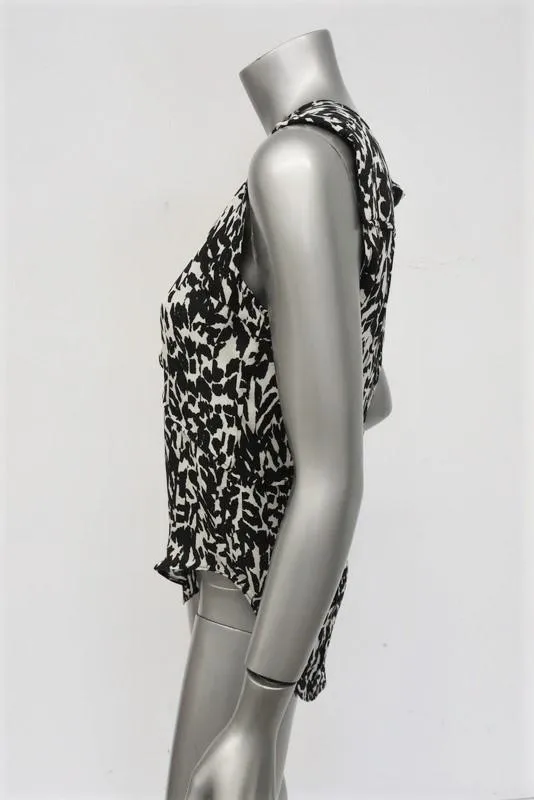 Isabel Marant Blouse Moss White/Black Leopard Print Silk Size 42 Sleeveless Top