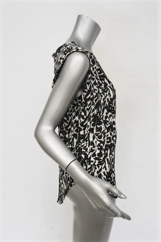 Isabel Marant Blouse Moss White/Black Leopard Print Silk Size 42 Sleeveless Top