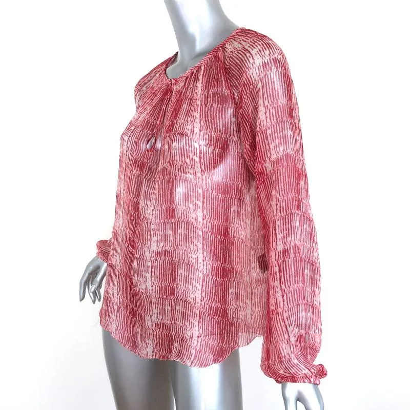 Isabel Marant Etoile Blouse Zinya Red Printed Chiffon Size 38 Long Sleeve Top