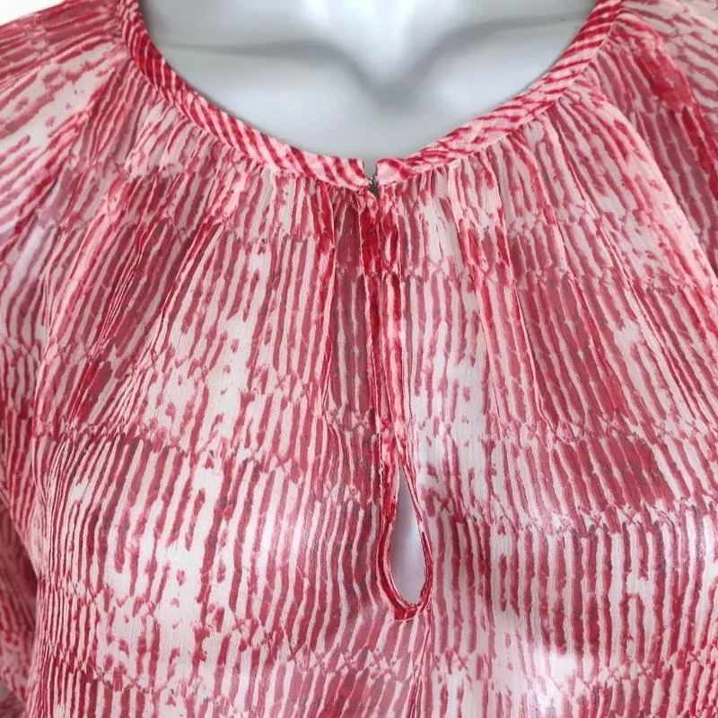 Isabel Marant Etoile Blouse Zinya Red Printed Chiffon Size 38 Long Sleeve Top