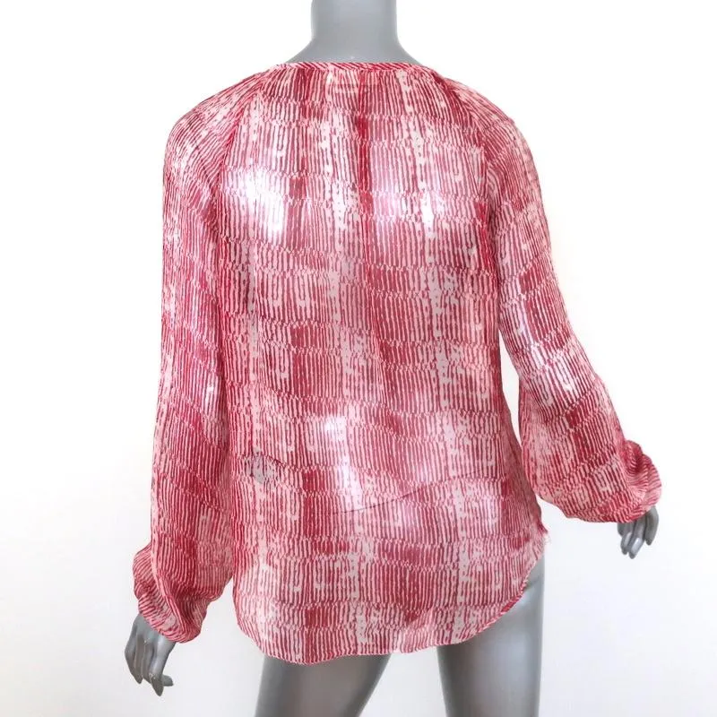 Isabel Marant Etoile Blouse Zinya Red Printed Chiffon Size 38 Long Sleeve Top