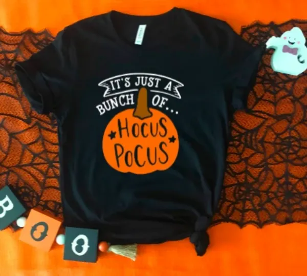 It's Just a Bunch of Hocus Pocus Halloween Black Unisex Short Sleeve T-shirt