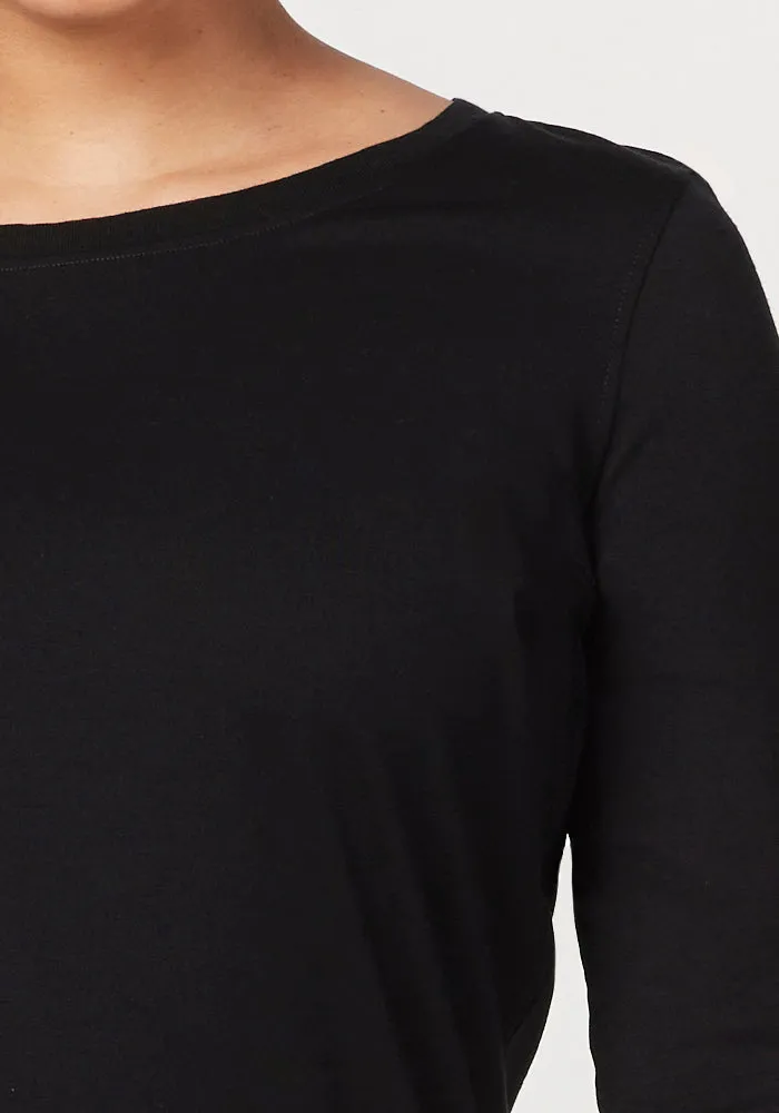 Jenny 3/4 Sleeve Crew Neck - Black