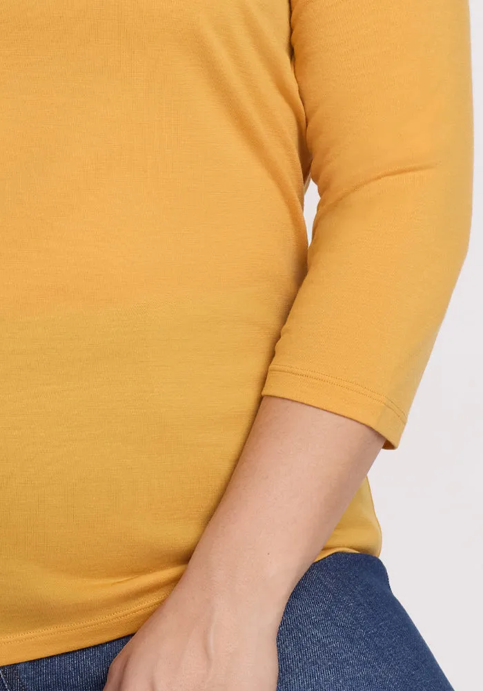 Jenny 3/4 Sleeve Crew Neck - Marigold