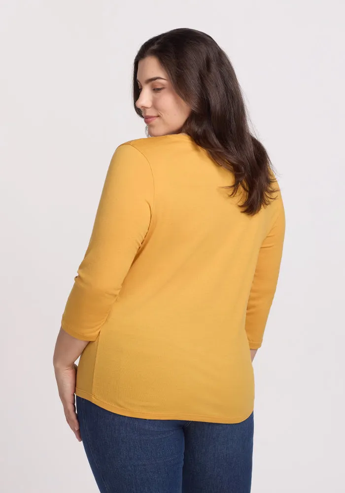 Jenny 3/4 Sleeve Crew Neck - Marigold