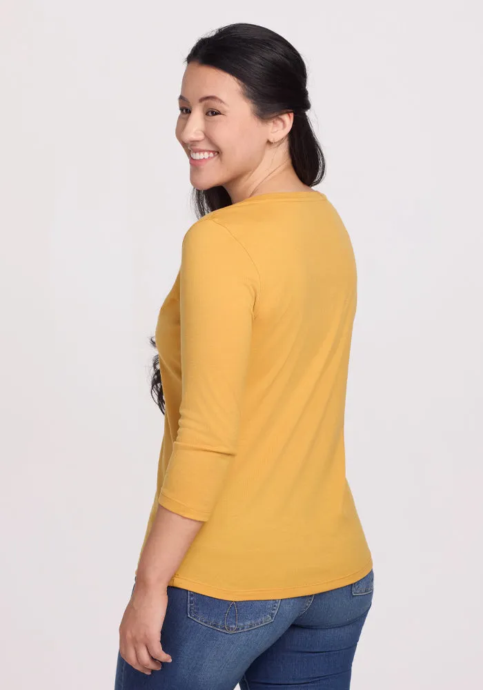 Jenny 3/4 Sleeve Crew Neck - Marigold