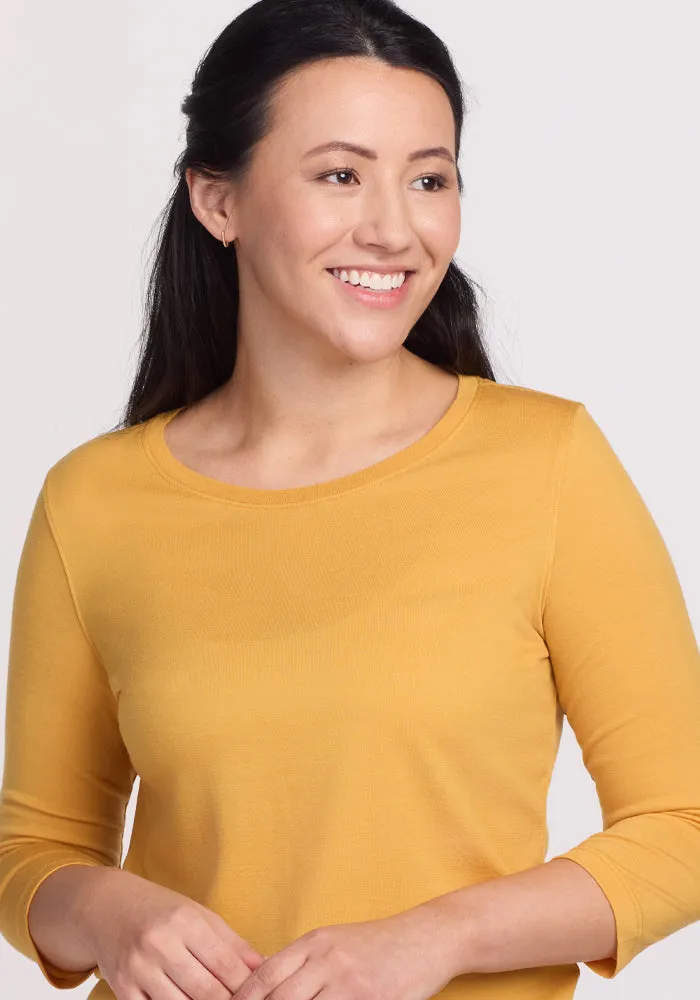 Jenny 3/4 Sleeve Crew Neck - Marigold
