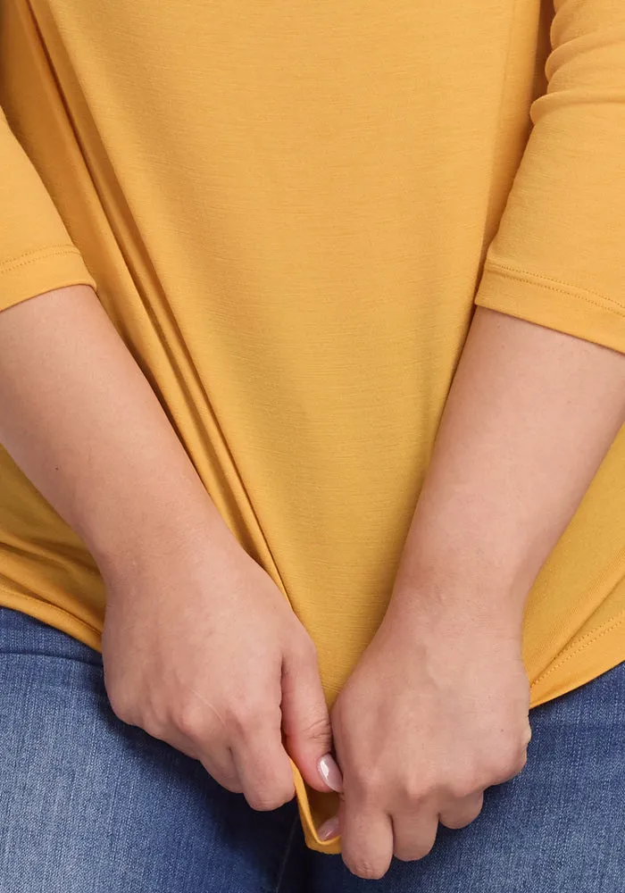 Jenny 3/4 Sleeve Crew Neck - Marigold