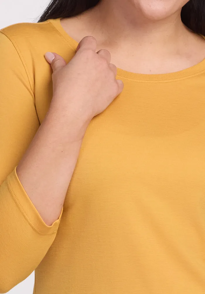 Jenny 3/4 Sleeve Crew Neck - Marigold