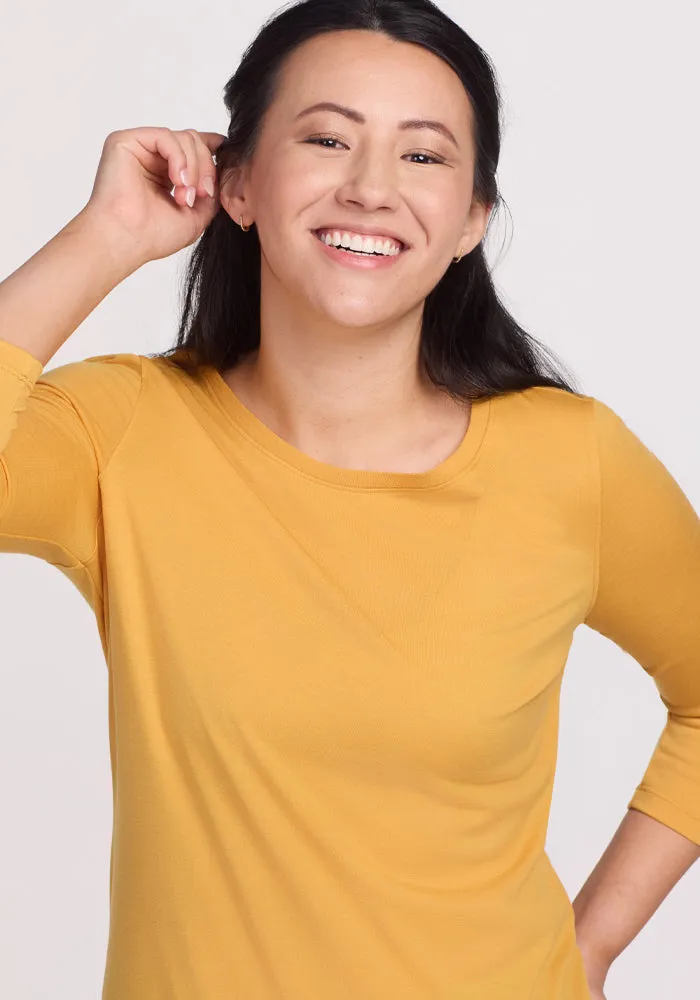 Jenny 3/4 Sleeve Crew Neck - Marigold