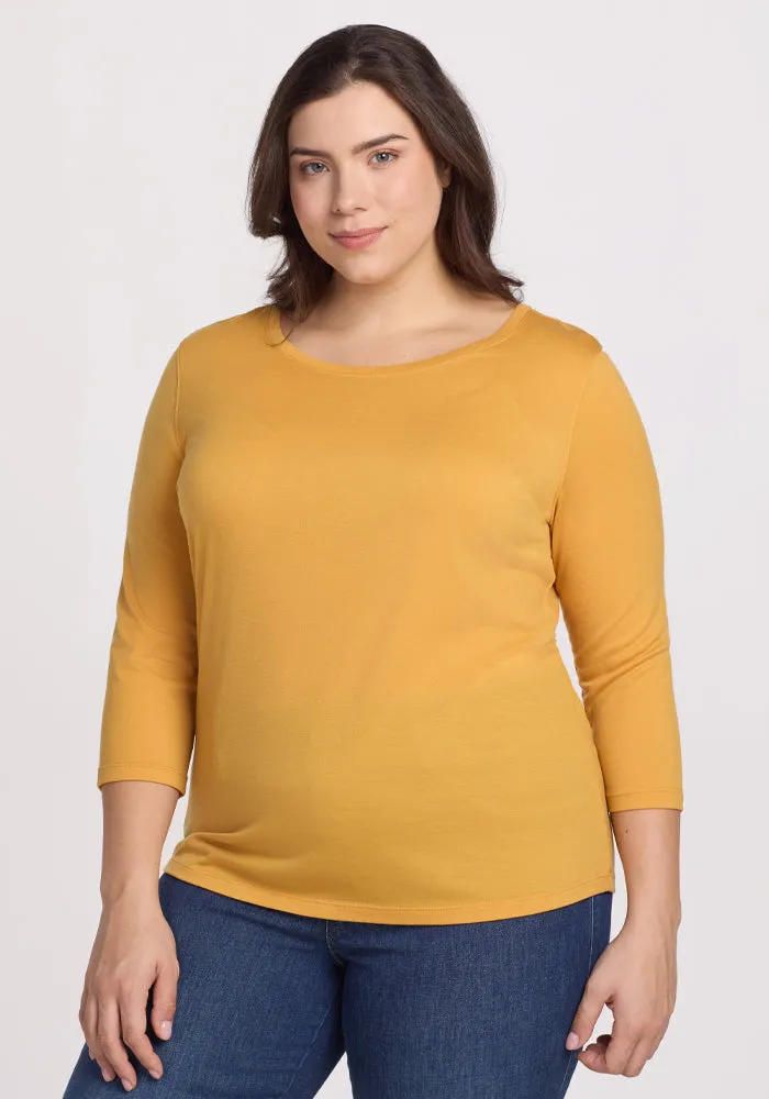 Jenny 3/4 Sleeve Crew Neck - Marigold