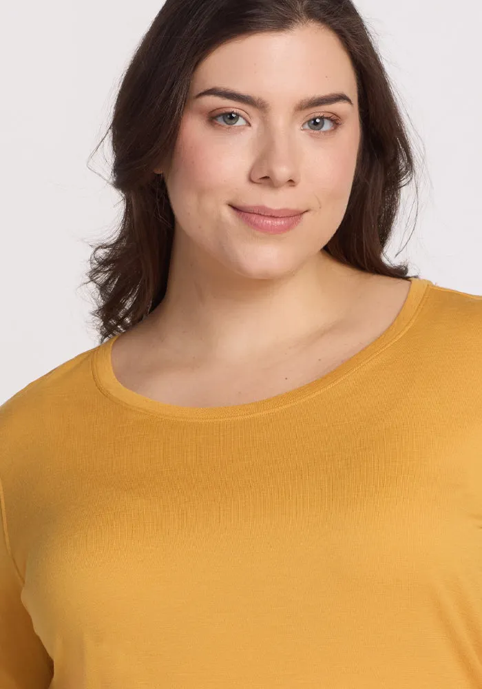 Jenny 3/4 Sleeve Crew Neck - Marigold