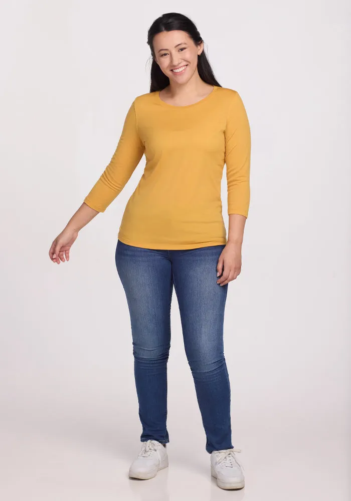 Jenny 3/4 Sleeve Crew Neck - Marigold