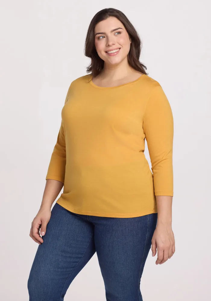 Jenny 3/4 Sleeve Crew Neck - Marigold