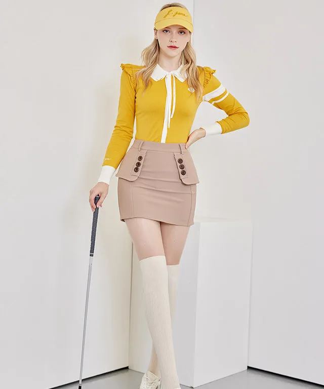 J.Jane Shoulder Frill Knit Zip-Up (Mustard)